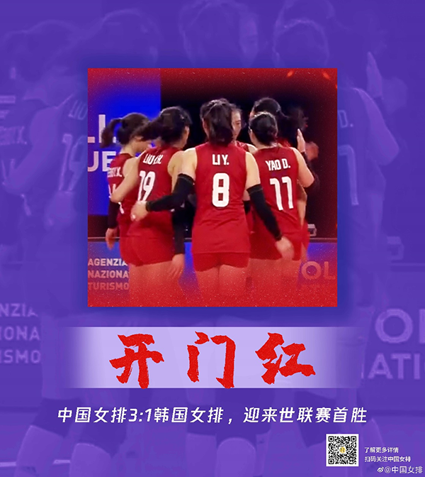 中国女排世界女排联赛开门红 张常宁：相互鼓励渐入佳境